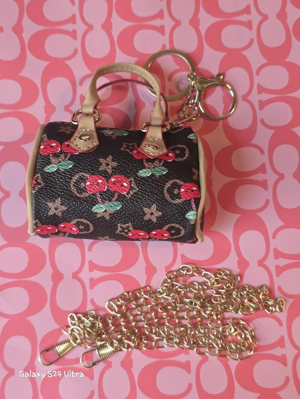 Cherry Mini Coin Purse Bag Charm/ Keychain NEW